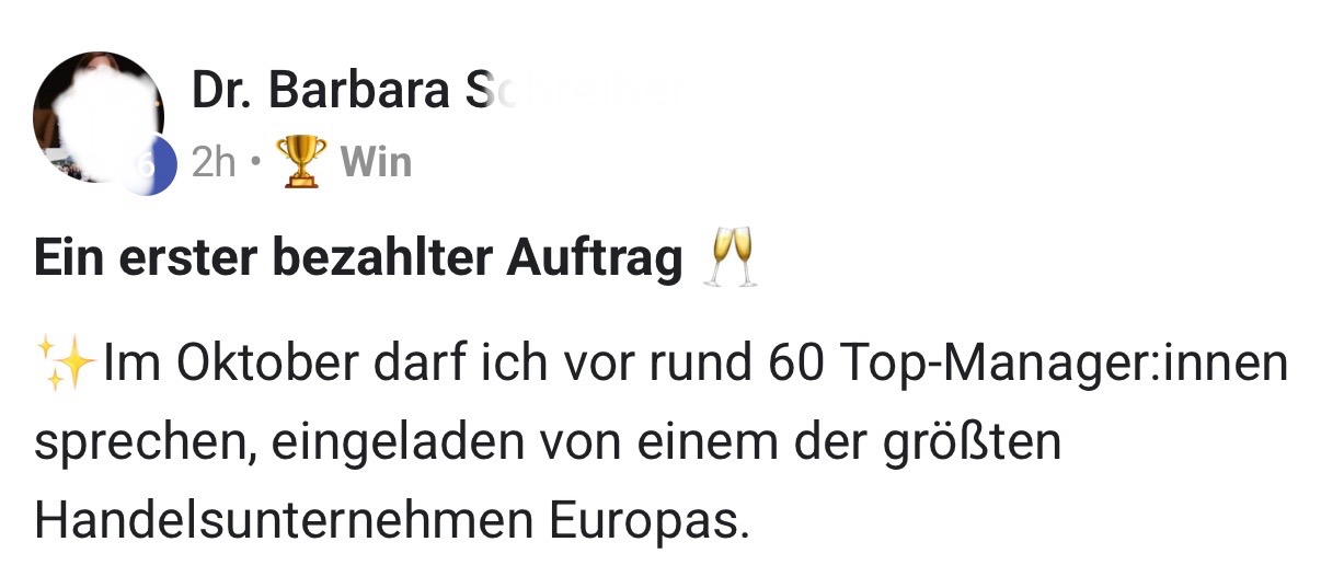 Community-Ergebnis: erster bezahlter Auftrag