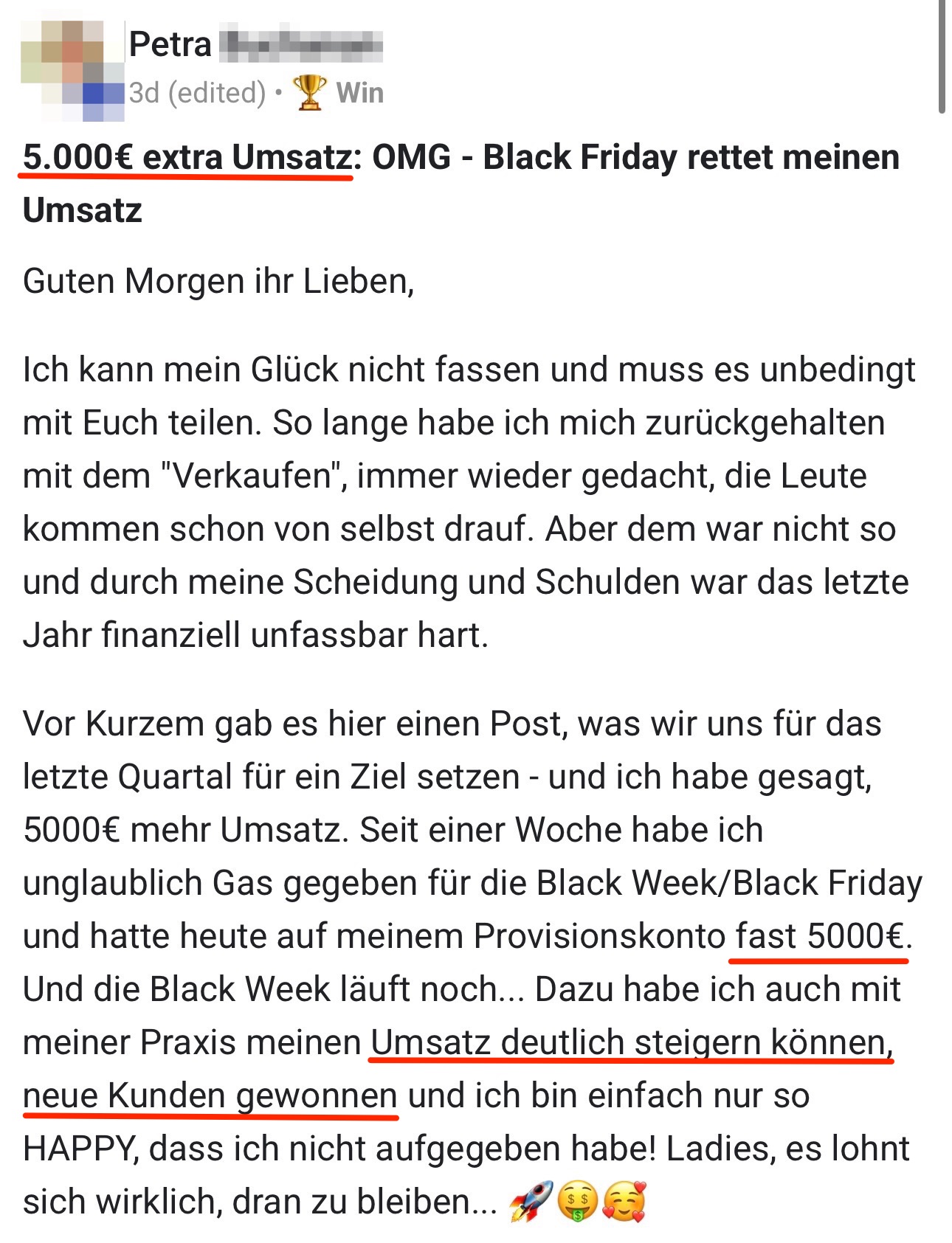 Community-Ergebnis: 5.000 Euro extra Umsatz