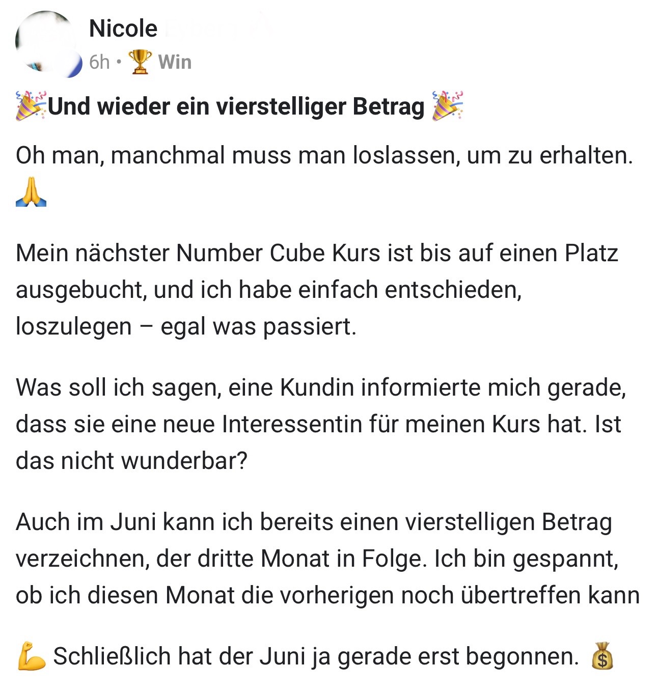 Community-Ergebnis: vierstelliger Betrag, Kurs ausgebucht